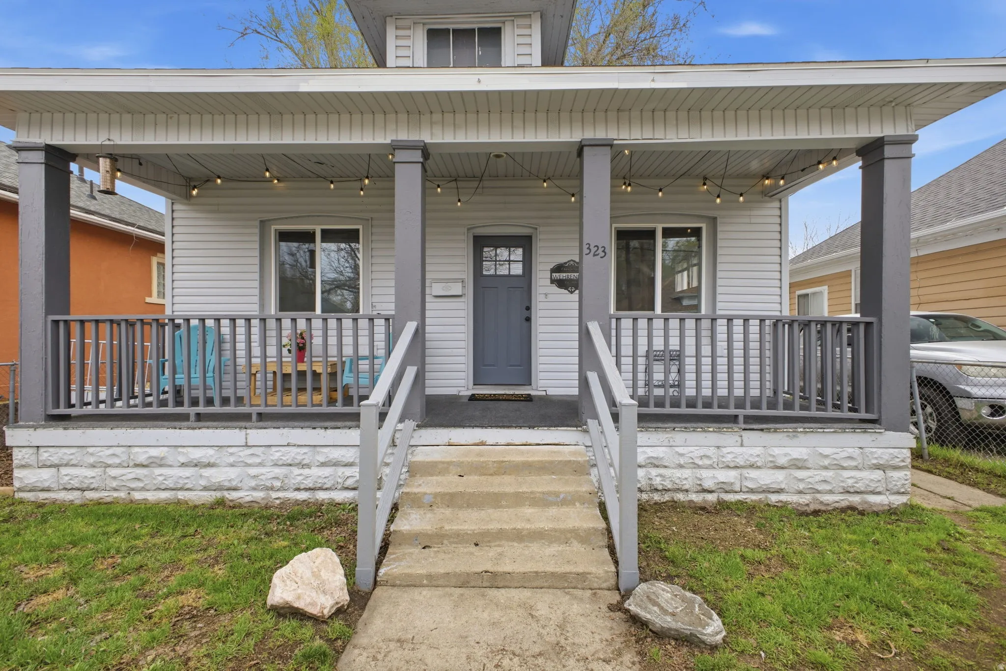 Property entrance featuring covered porch