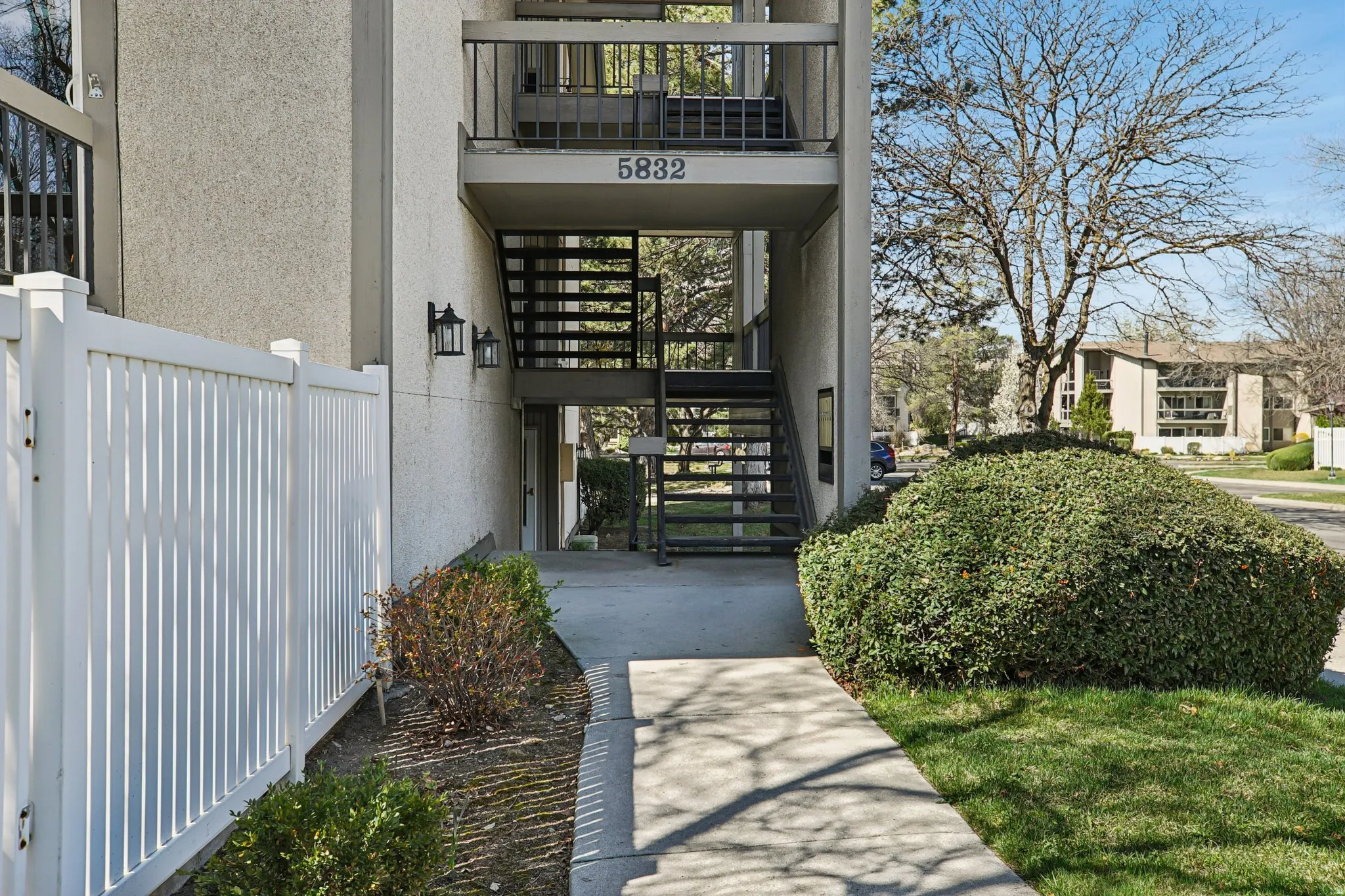 View of exterior entry featuring stucco siding