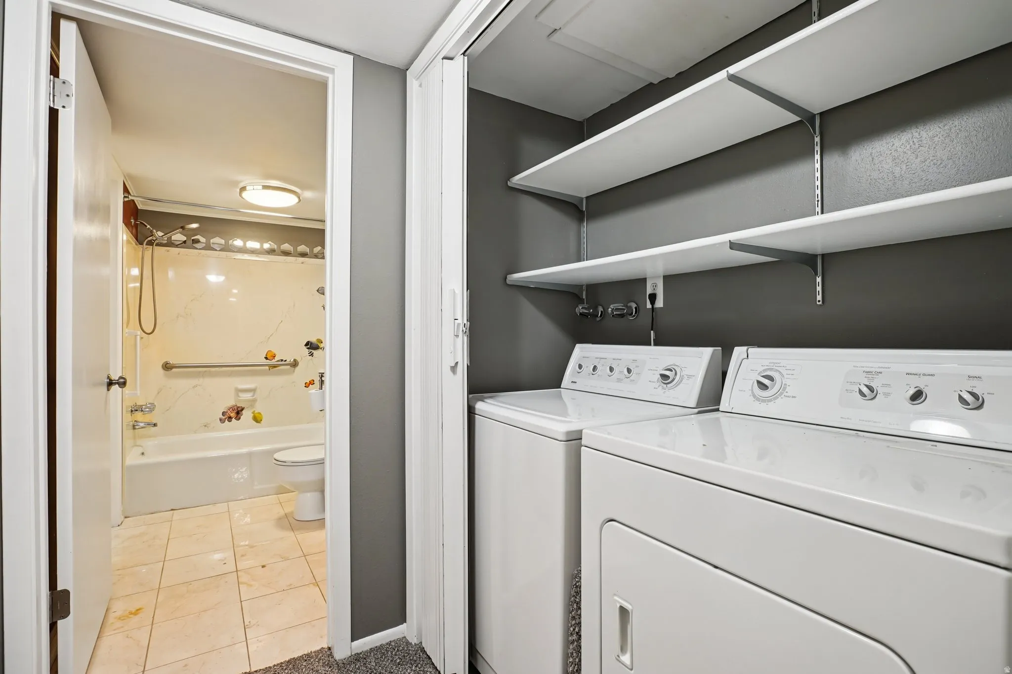 Laundry area with washing machine and dryer