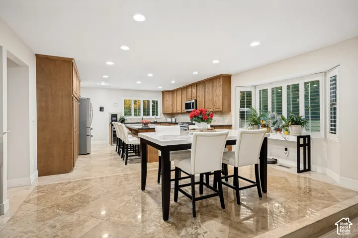 Spacious kitchen with dining area