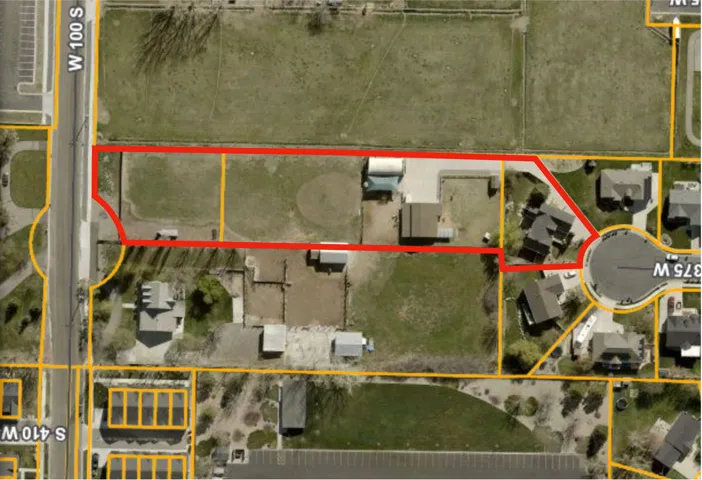 Aerial view of property's location featuring property parcel outlined, for all pictures see MLS 2146314