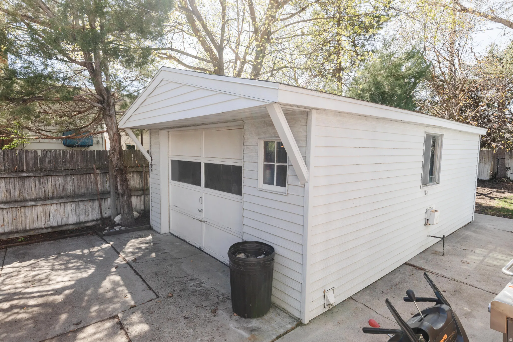 View of garage from backdoor