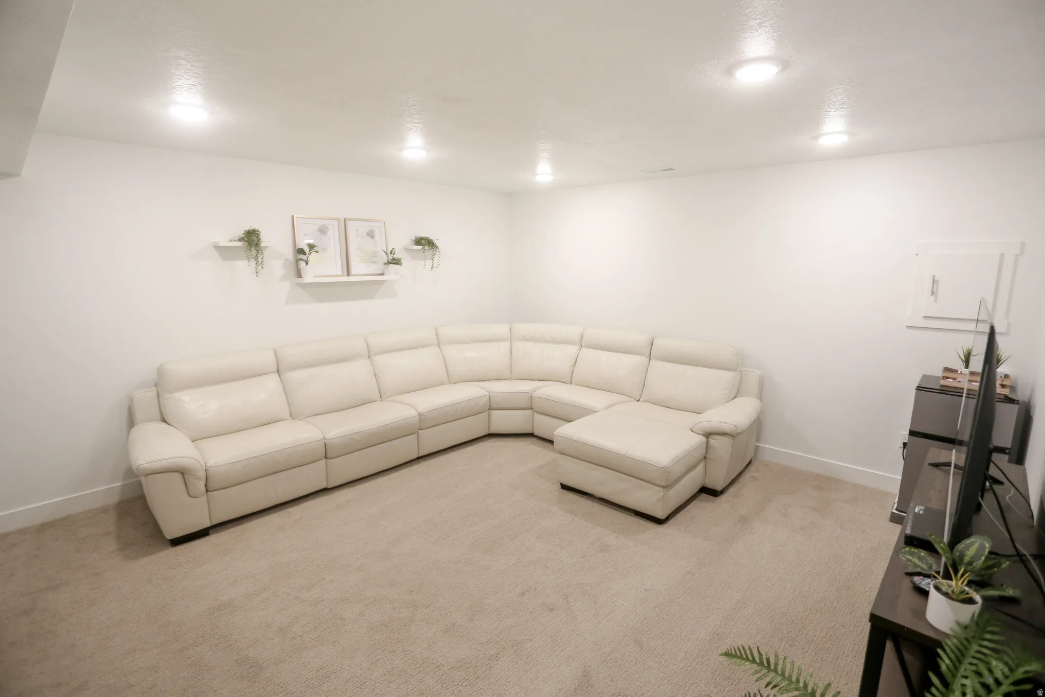 Living room featuring baseboards and carpet flooring