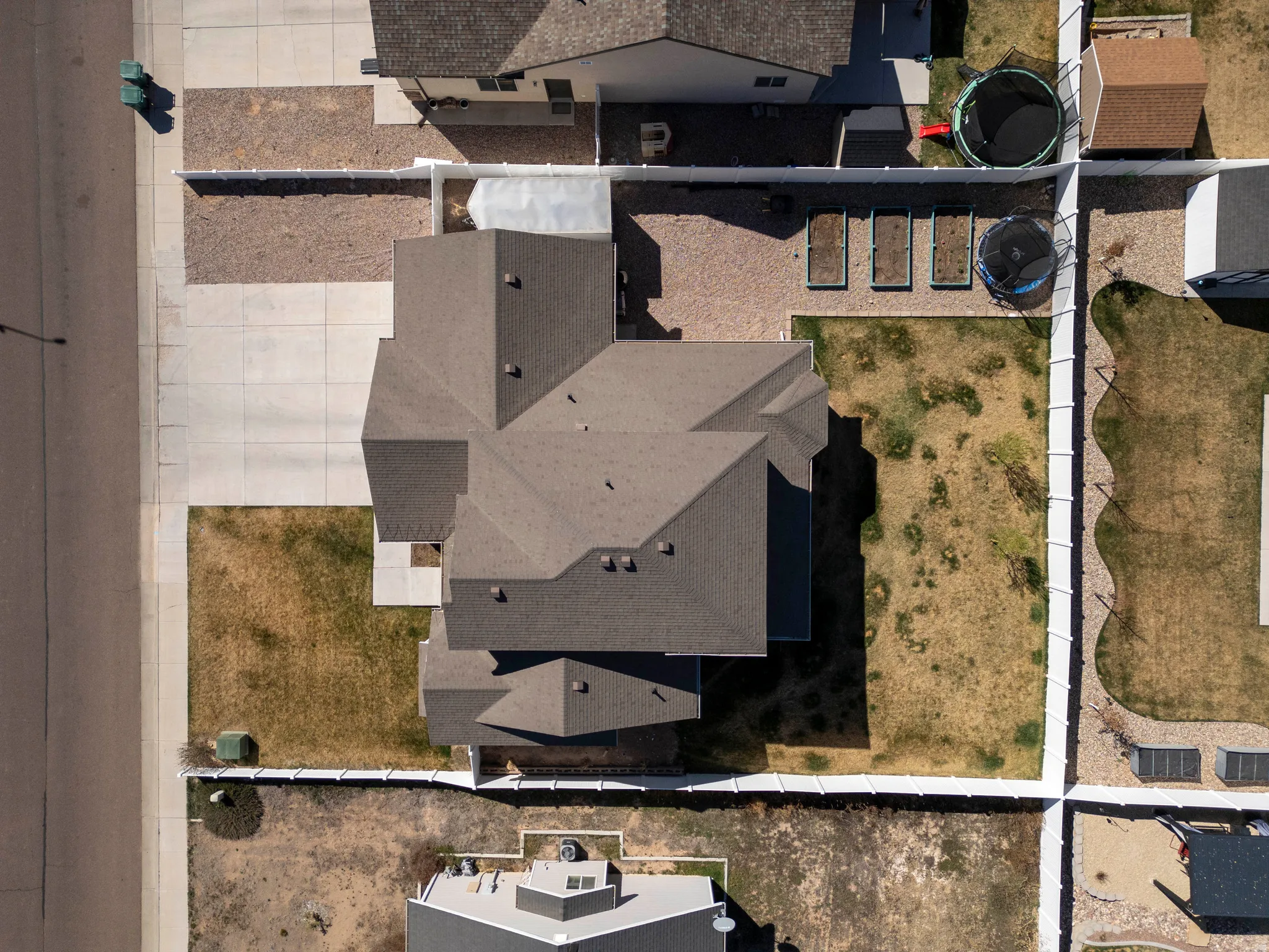 Aerial perspective of suburban area