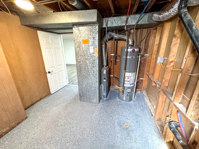 Utilities featuring gas water heater and heating unit