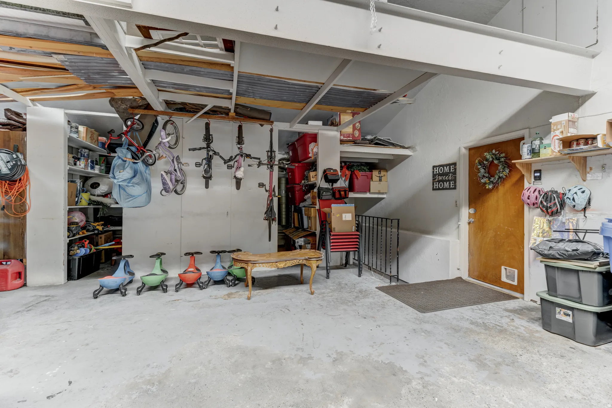 Garage featuring a workshop area
