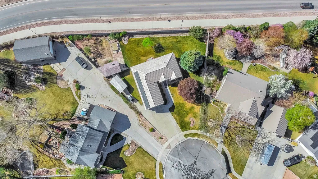 Aerial perspective of suburban area