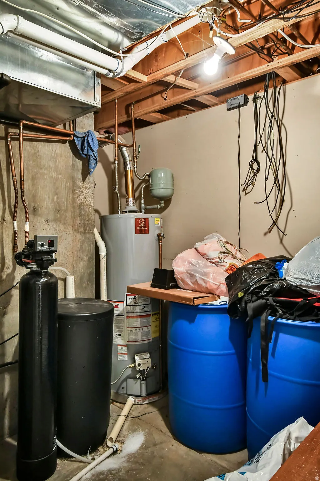 Utility room featuring gas water heater