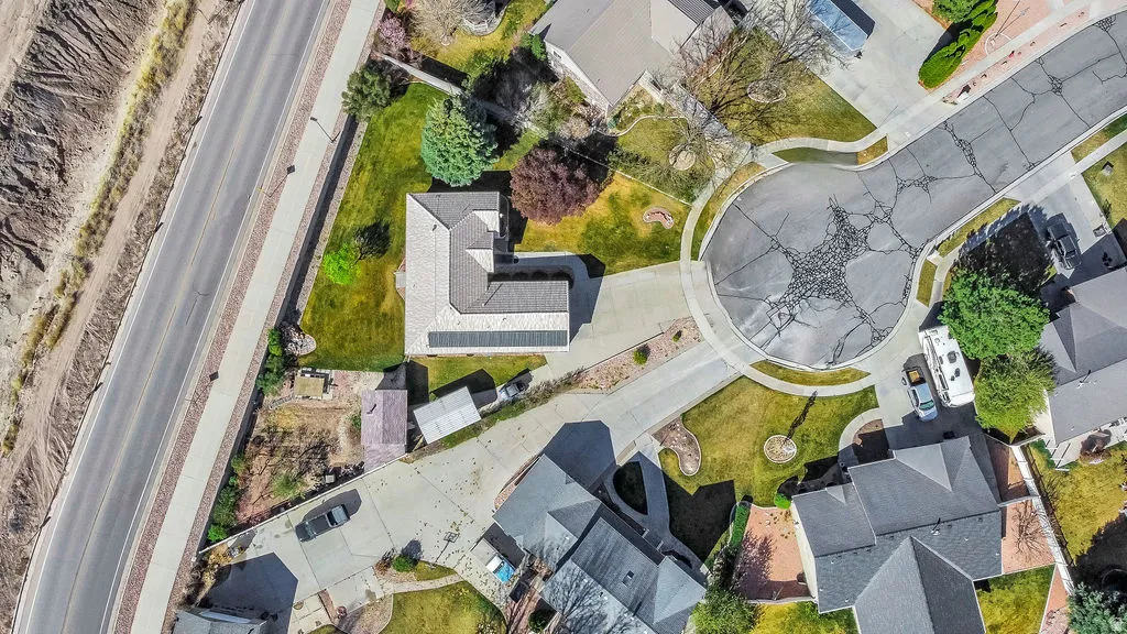 Aerial perspective of suburban area