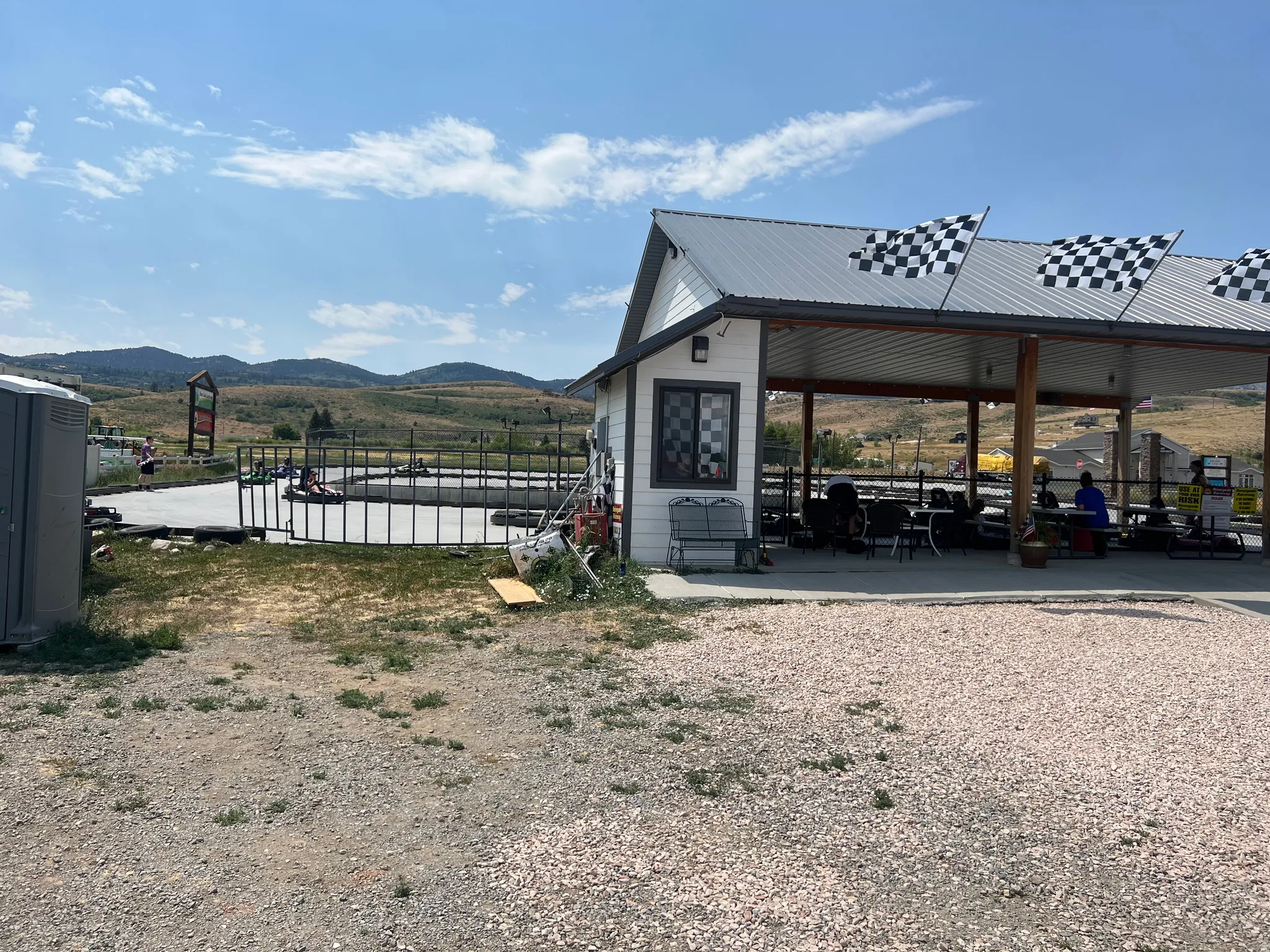 View of yard with a patio and a mountain view