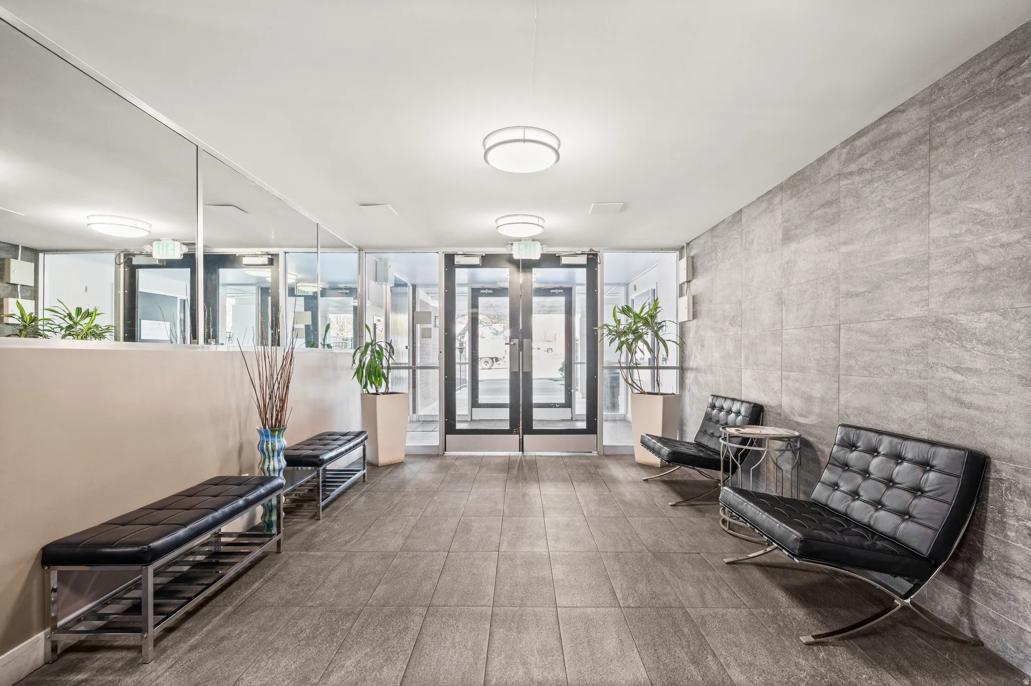 Building lobby with expansive windows