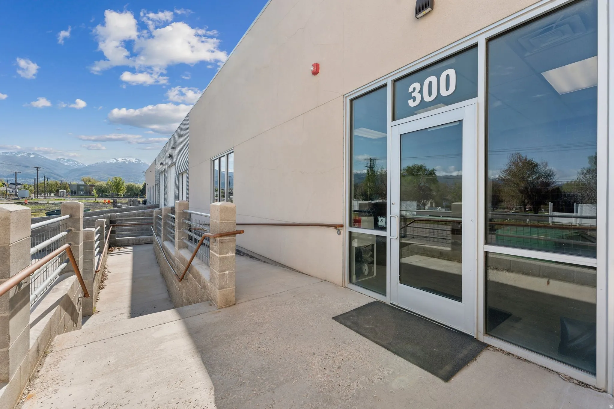 Property entrance featuring a mountain view