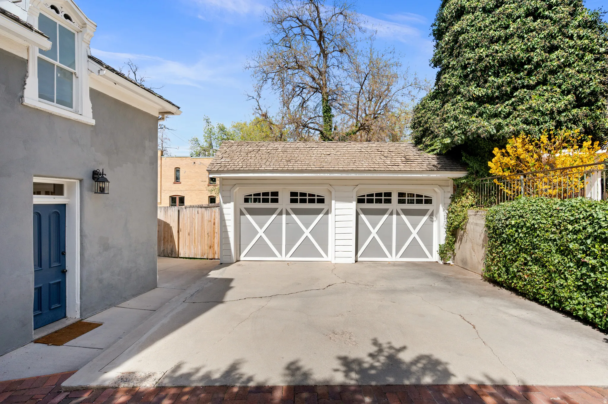 View of detached garage