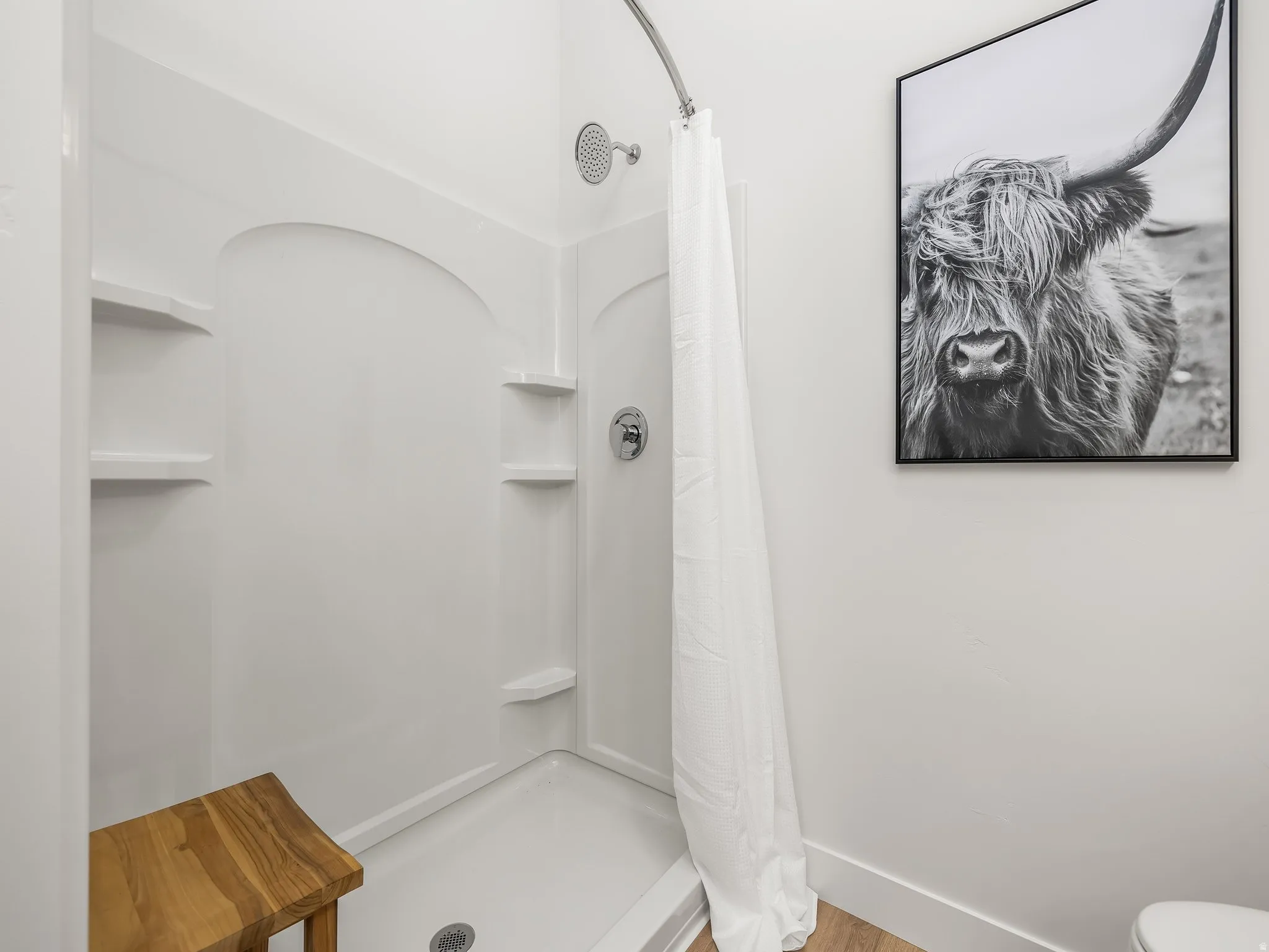 Primary en suite with double vanity and walk in shower