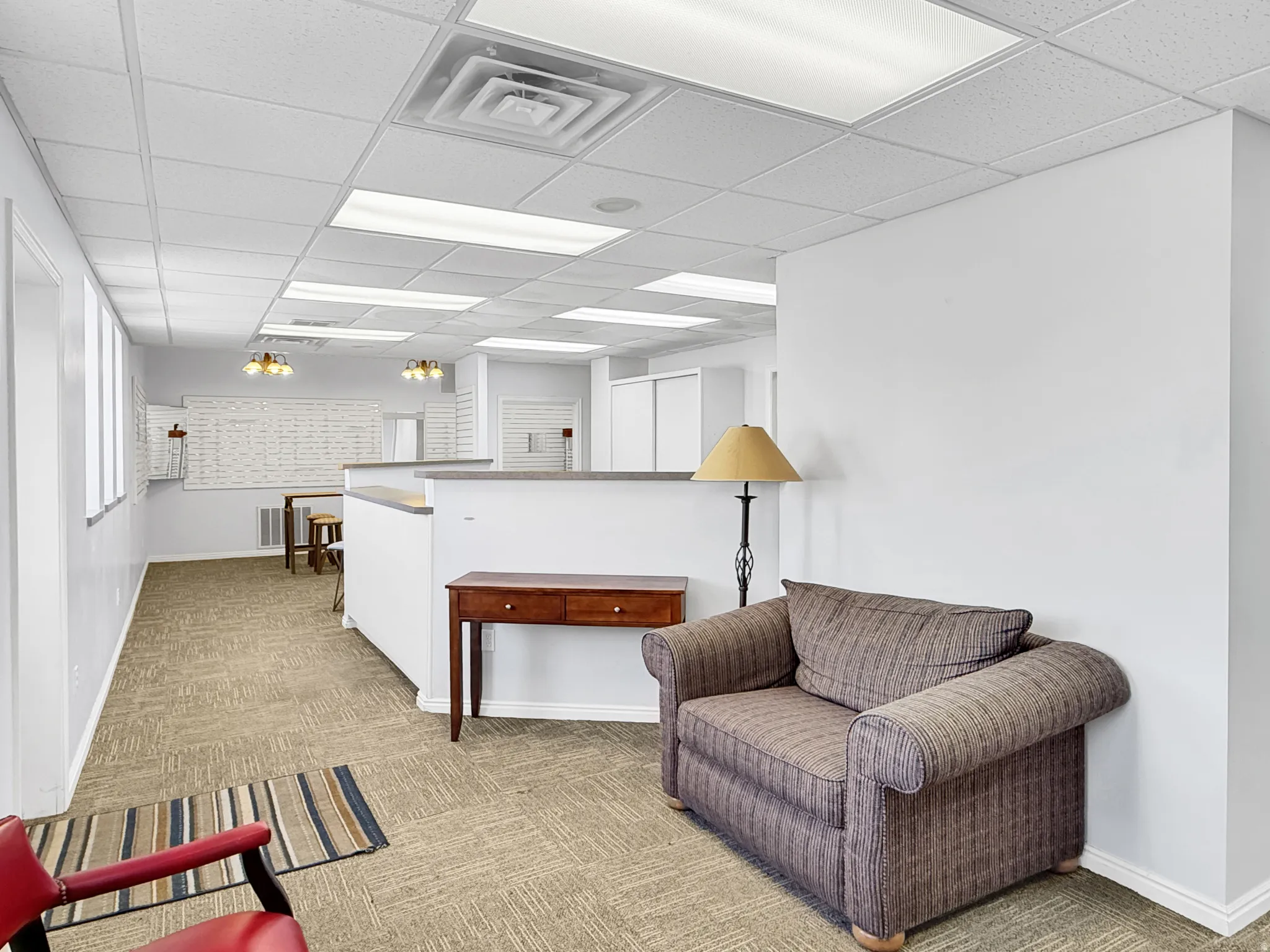 Interior space with a paneled ceiling
