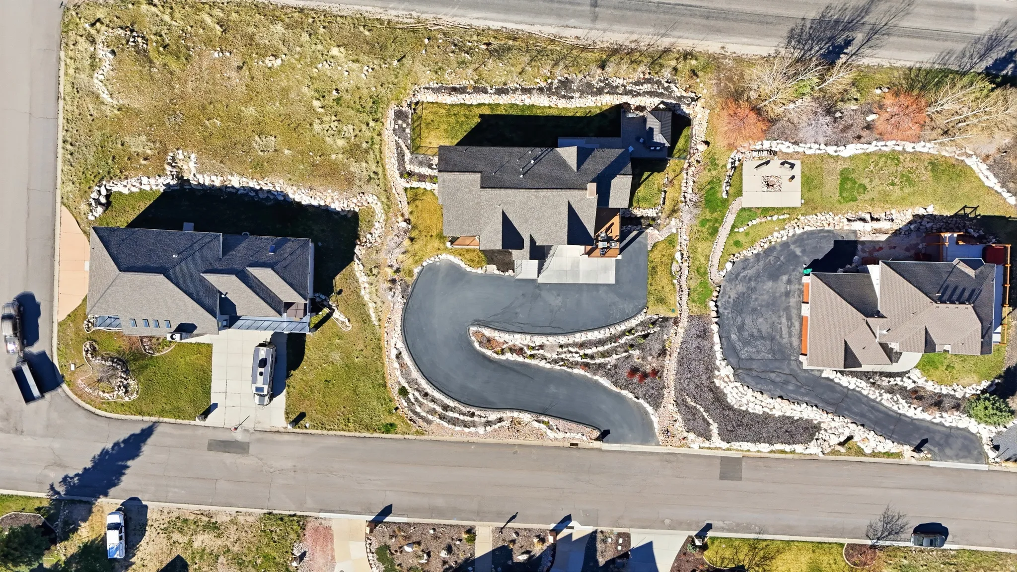Aerial perspective of suburban area