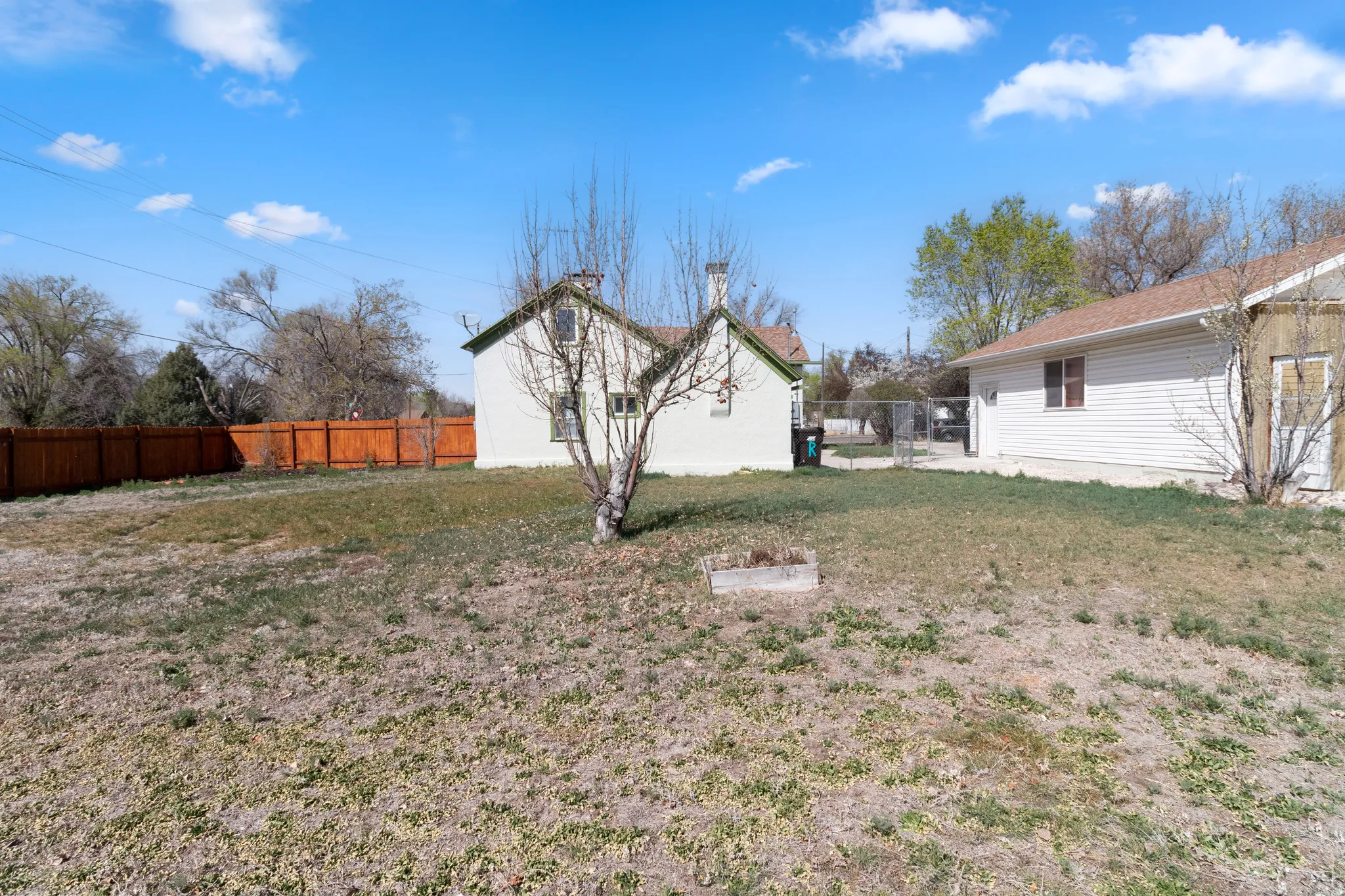 View of fenced backyard