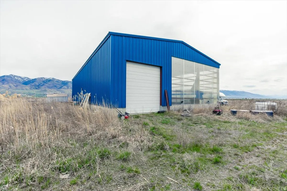 View of outdoor structure featuring a mountain view