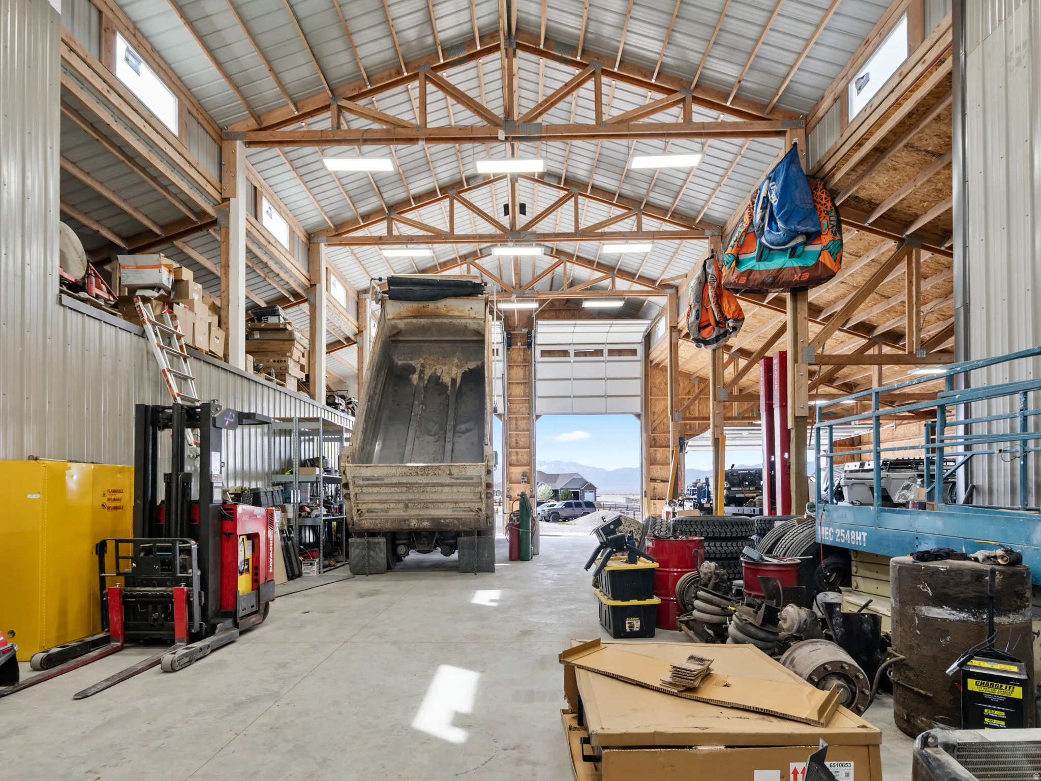 Garage with metal wall