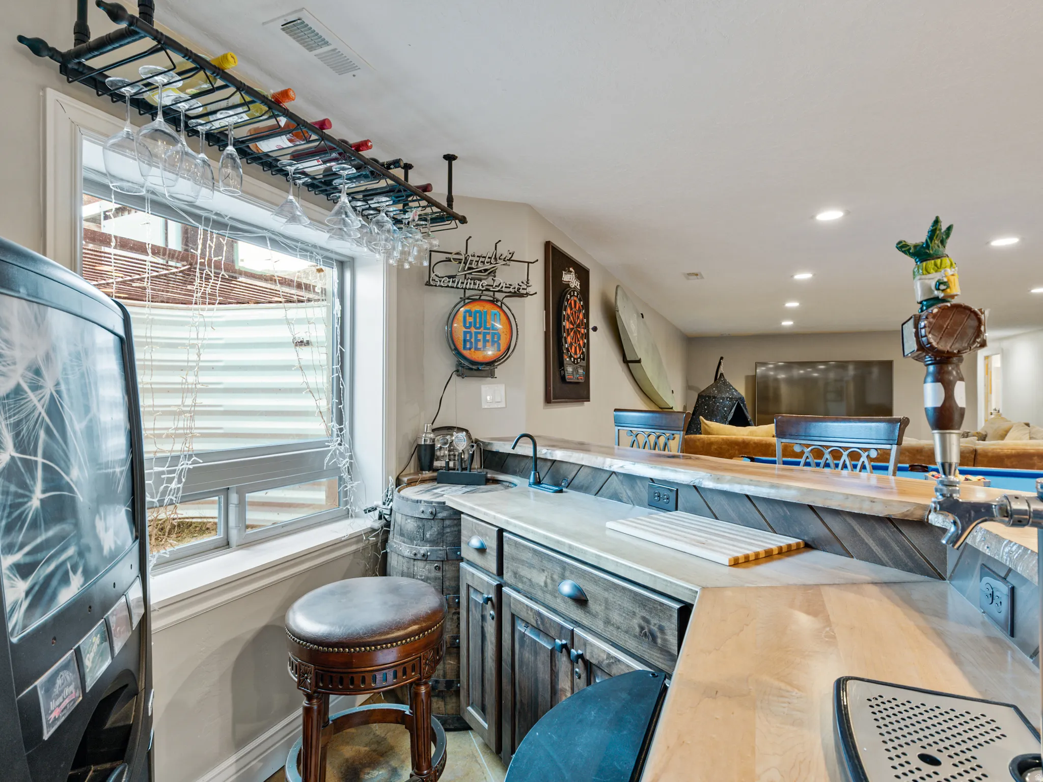 Bar featuring recessed lighting