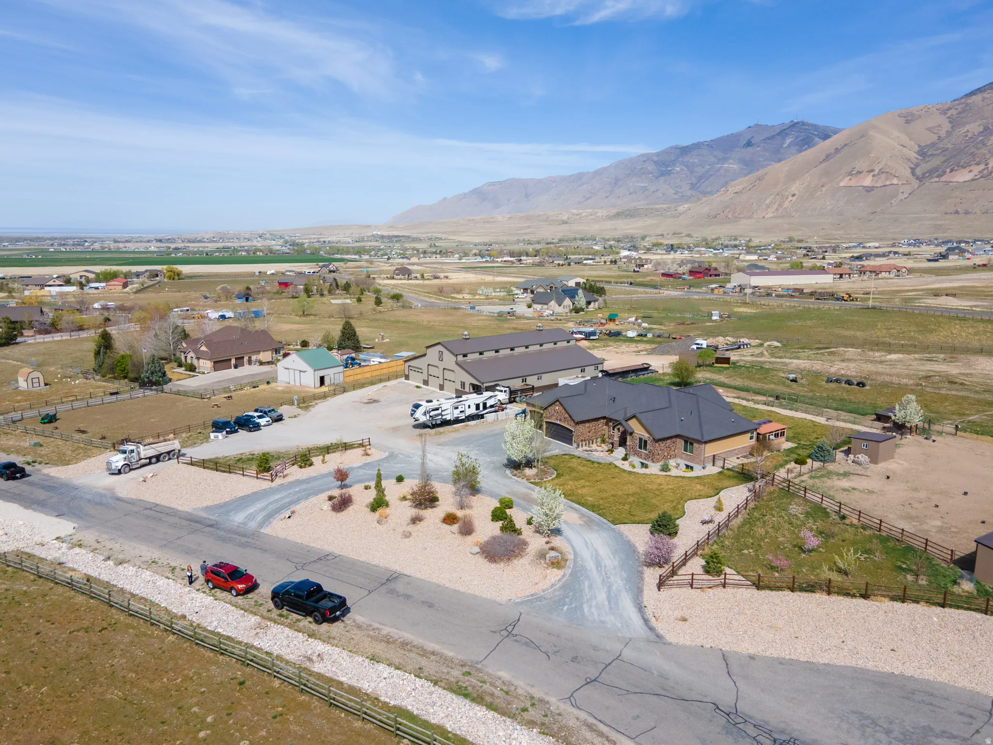 Aerial view of a mountain backdrop