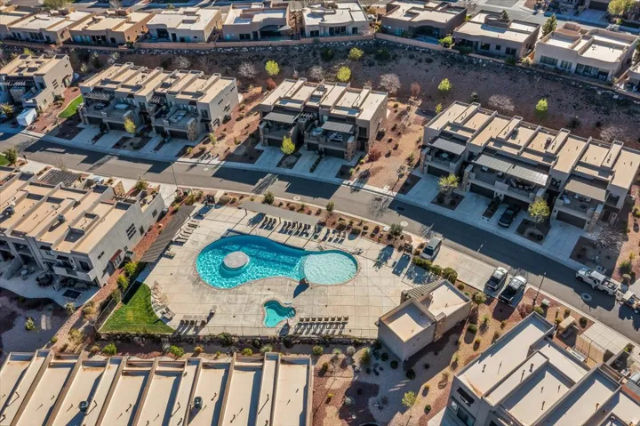 Aerial view of a pool