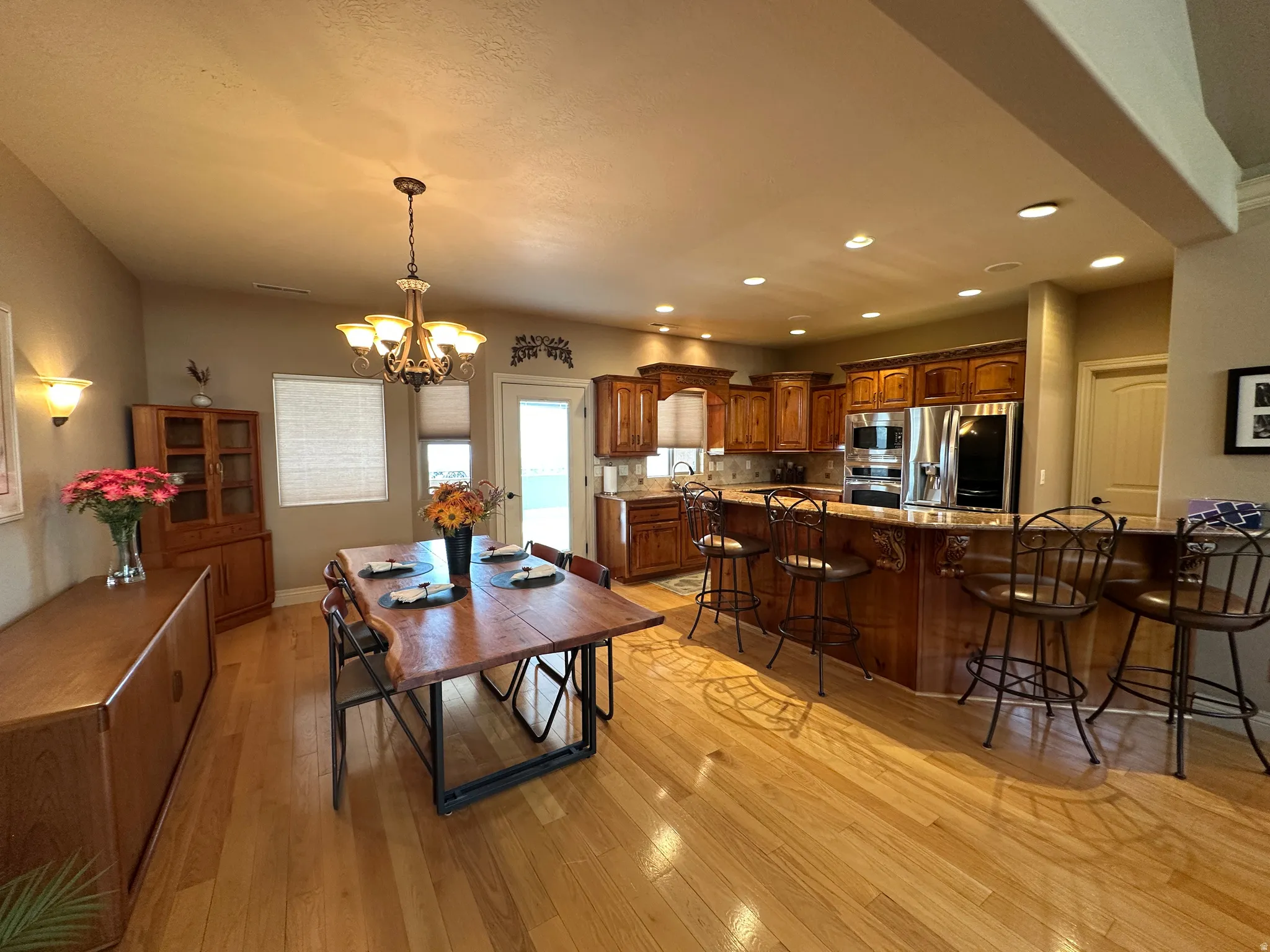 Dining area has access to the covered deck