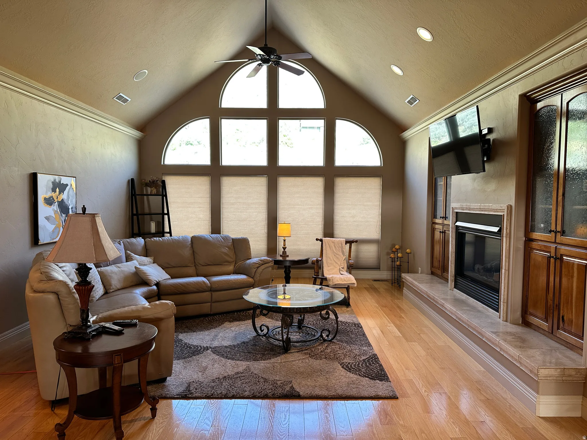 Great room with floor to ceiling windows to preserve the mountain view