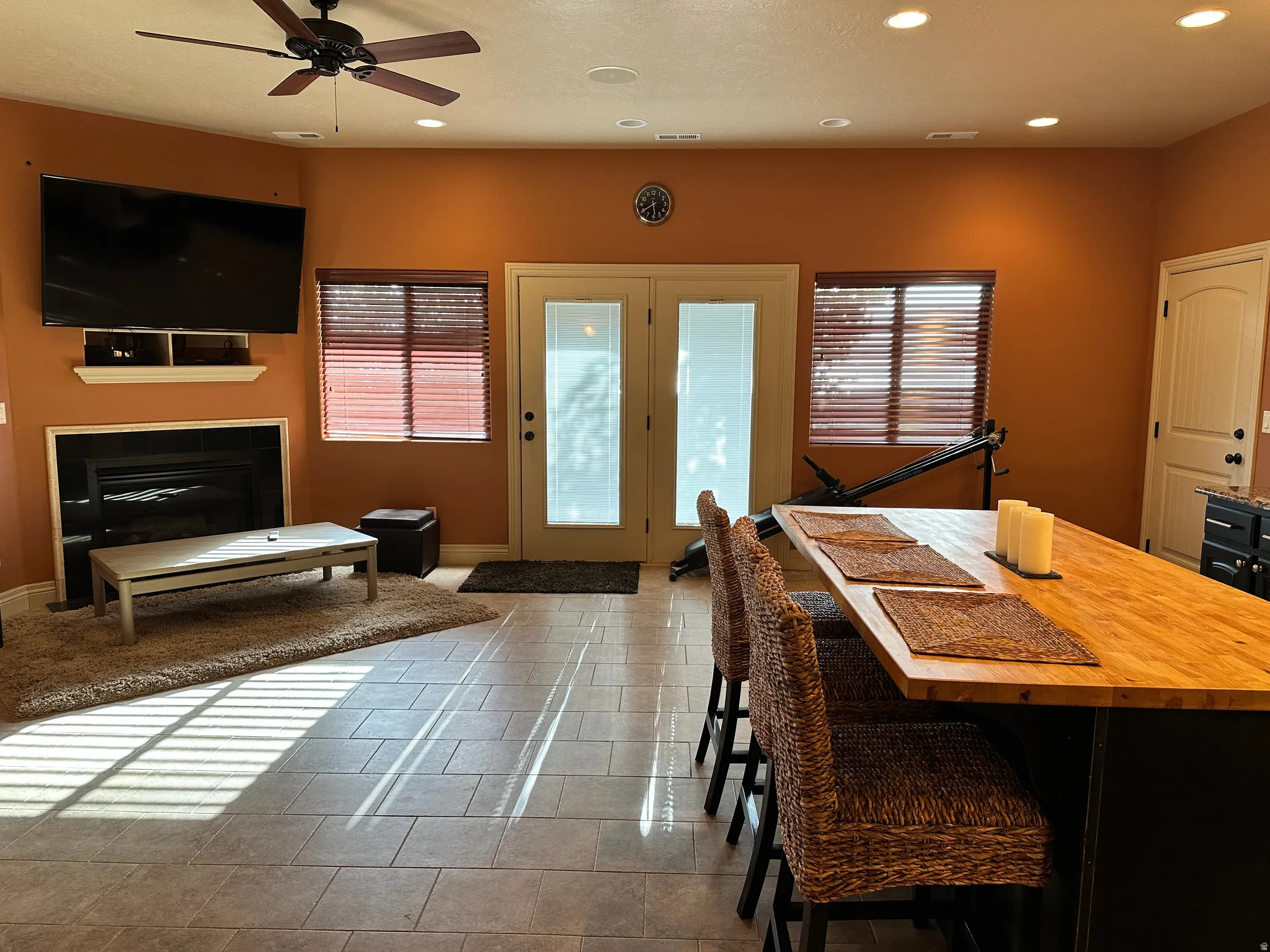 Basement enters from the lower level, fireplace and second kitchen