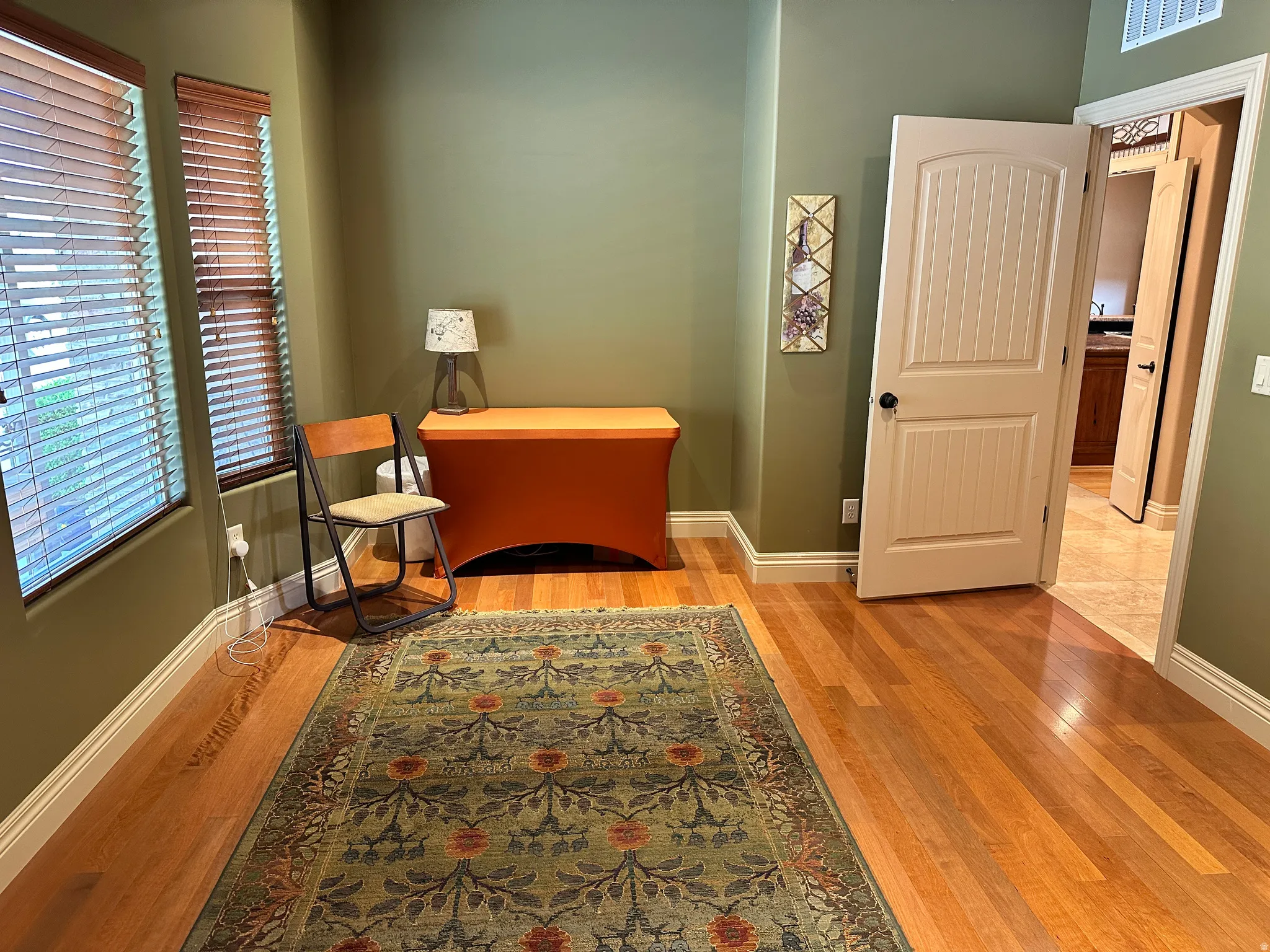 Office has wood floors
