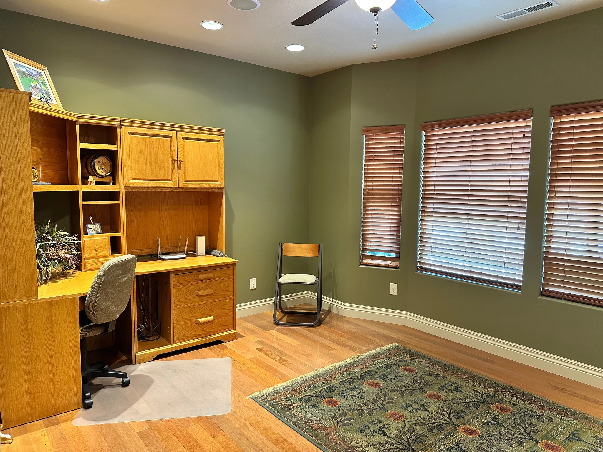 Office with windows off the front porch and views of the mountain