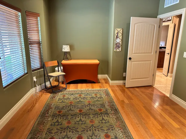 Office has wood floors