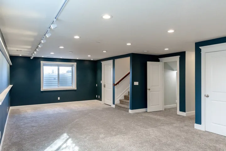 Basement living room with fantastic lighting