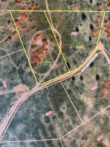 Aerial overview of property's location featuring property parcel outlined