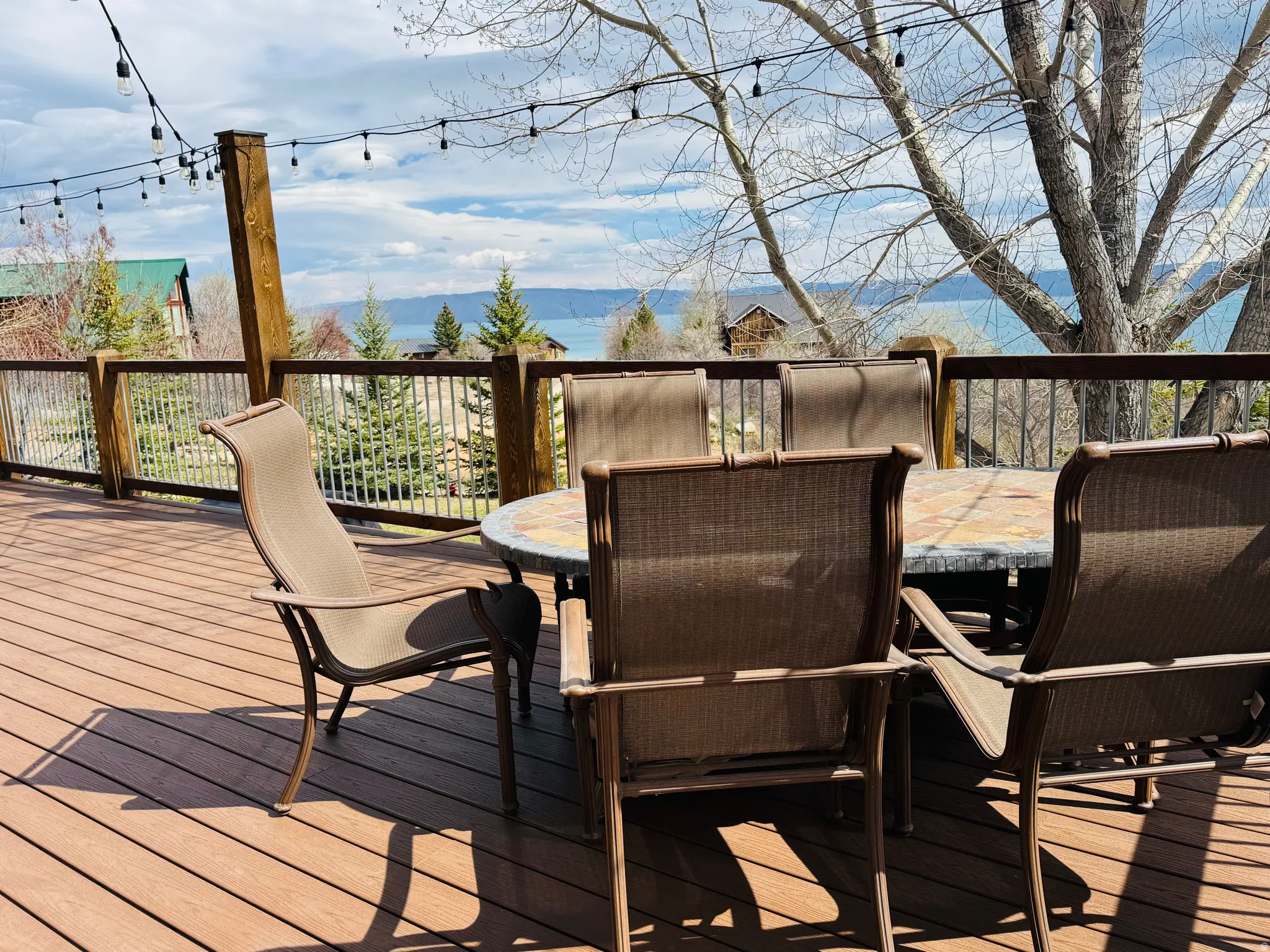 Wooden deck with outdoor dining area