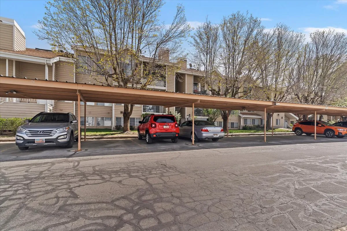 View of covered parking lot