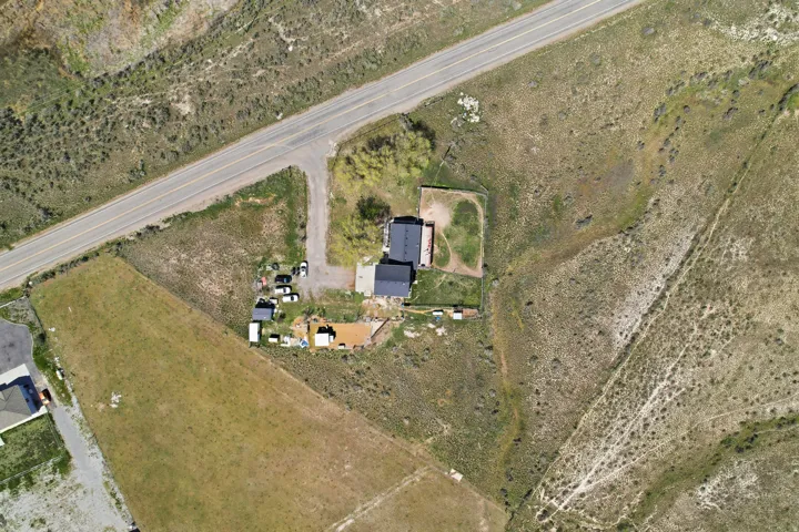 Aerial overview of property's location featuring rural landscape