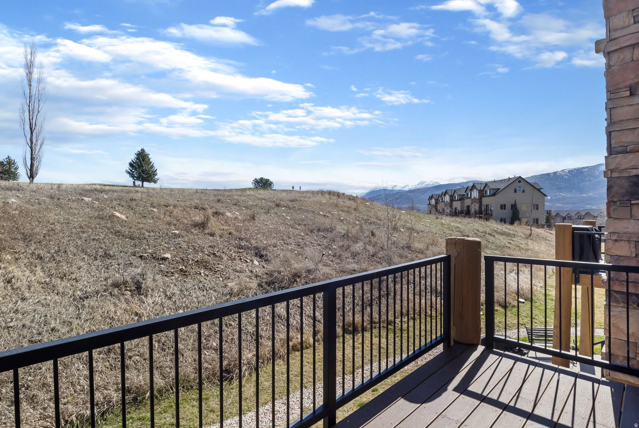 Deck featuring a mountain view