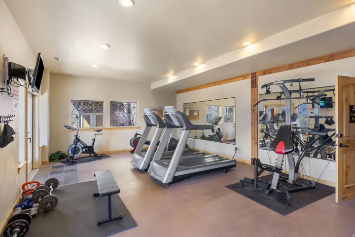 Gym with recessed lighting