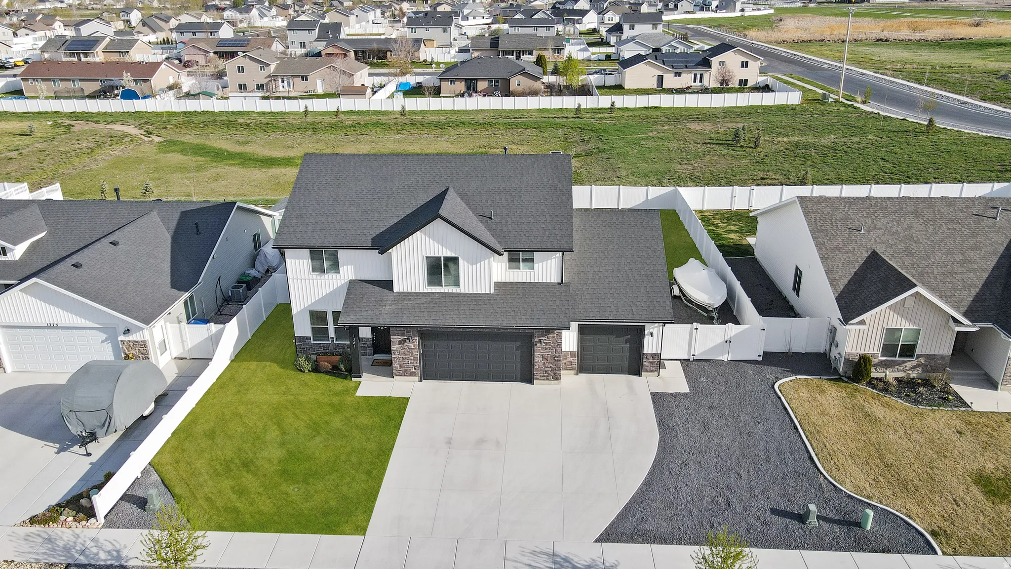 Aerial view of residential area