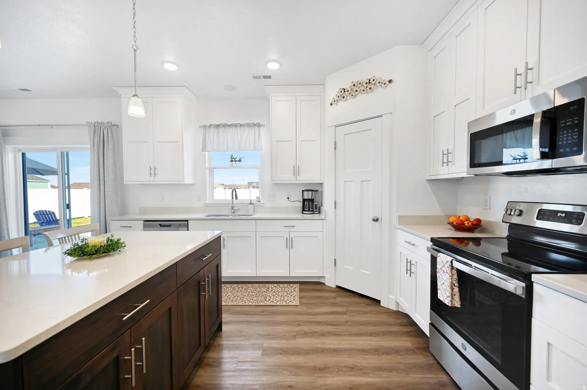 Island with quartz countertops