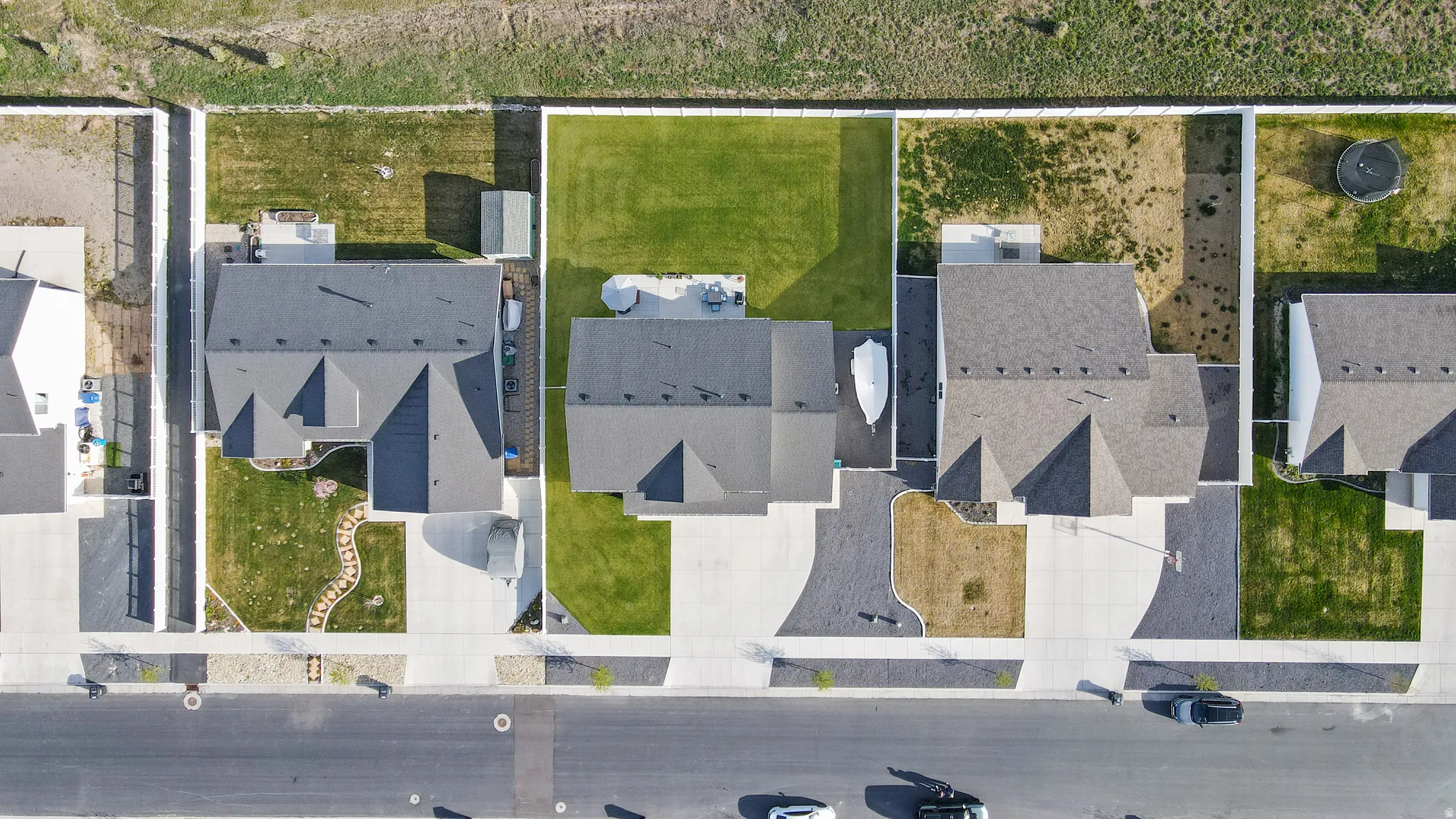 Aerial perspective of suburban area