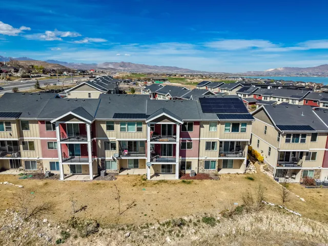 Drone / aerial view of a mountainous background