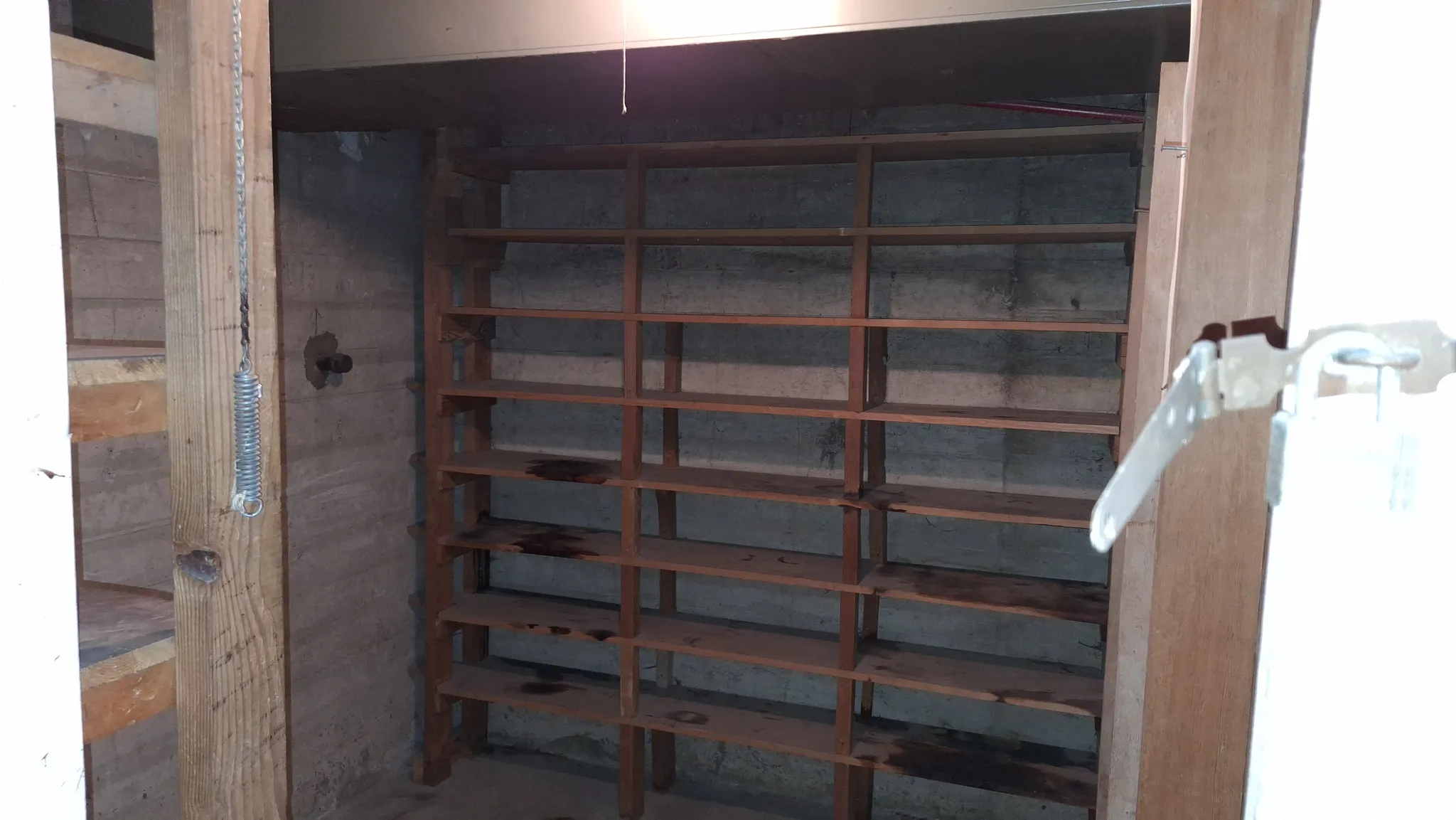 Unfinished basement storage room