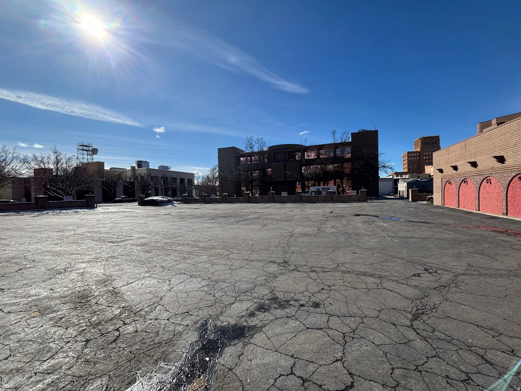 View of uncovered parking lot