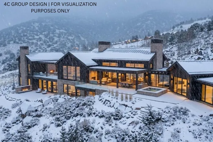 Expansive property featuring multiple levels of outdoor living space, a large outdoor spa, and extensive window walls