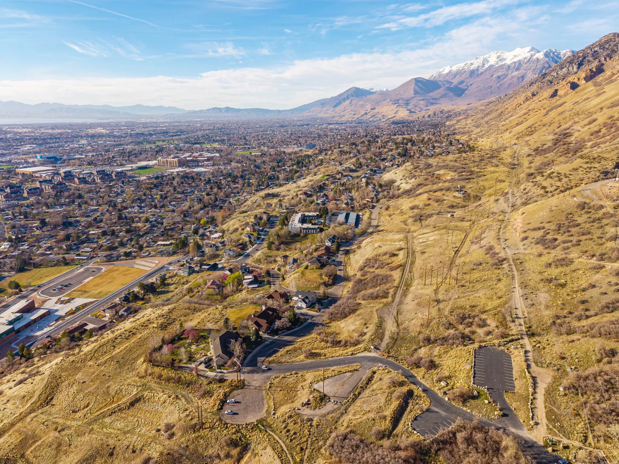 Bird's eye view of a mountain backdrop