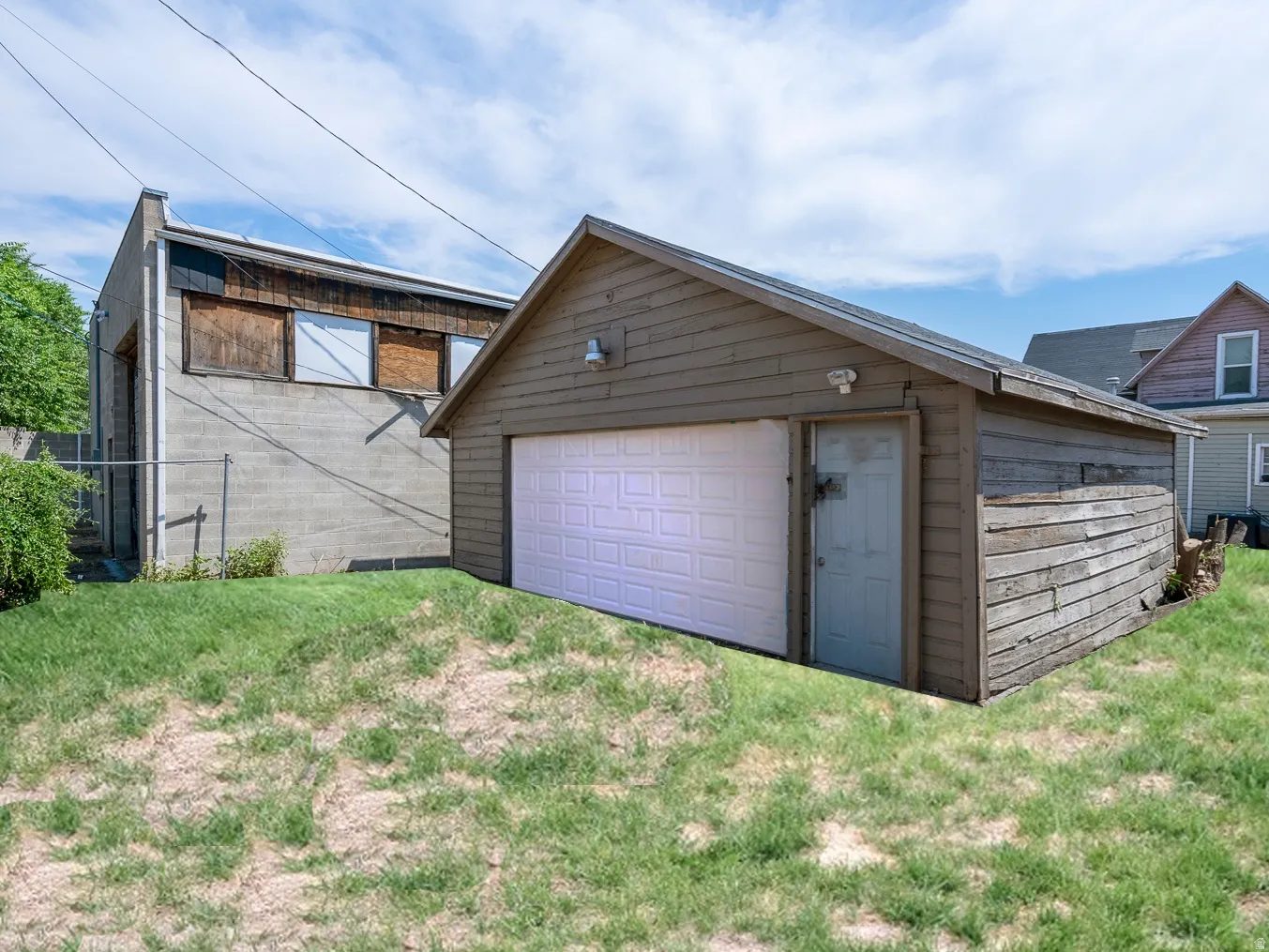 View of detached garage