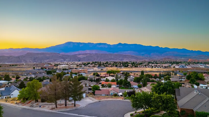 Mountain view featuring nearby suburban area