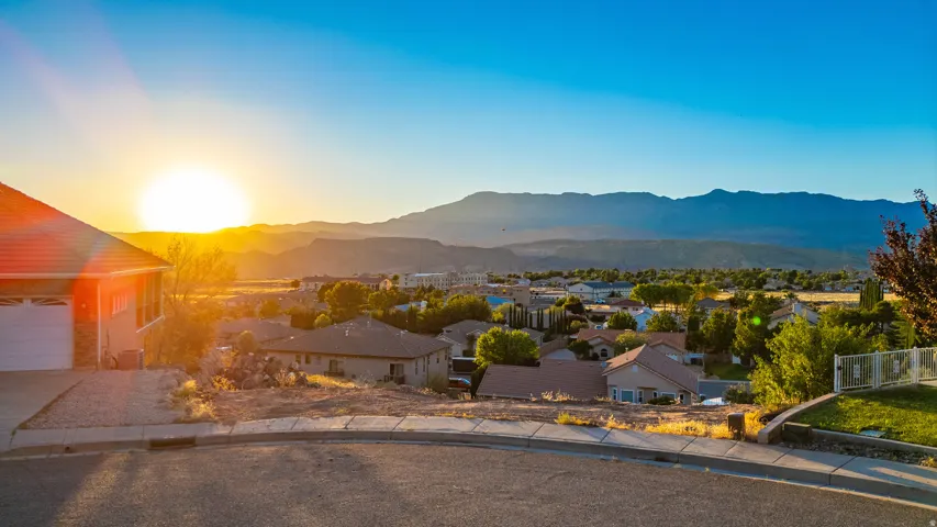 Mountain view featuring nearby suburban area